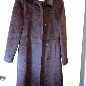 Anne Klein Brown Alpaca & Wool Trench Coat Timeless Elegance
